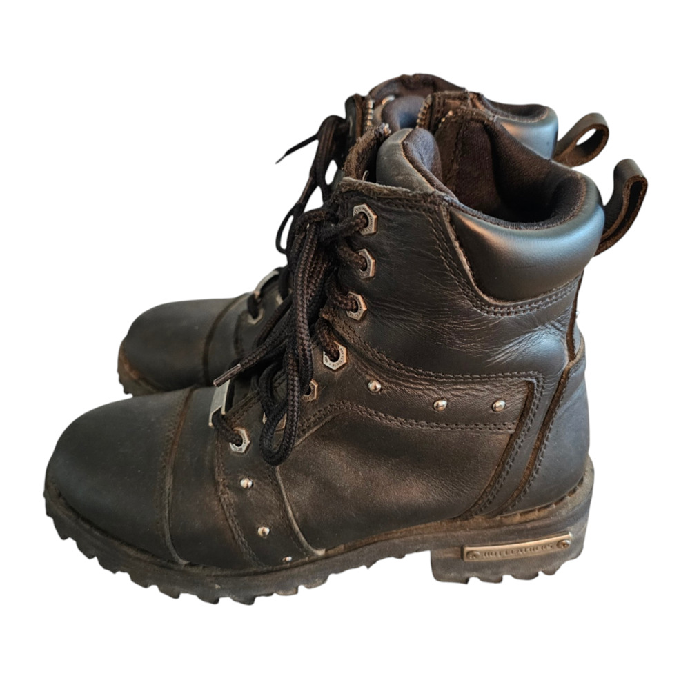 Milwaukee Hot Leathers Leather studded motorcycle boots Womens Sz 7.5